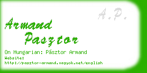 armand pasztor business card